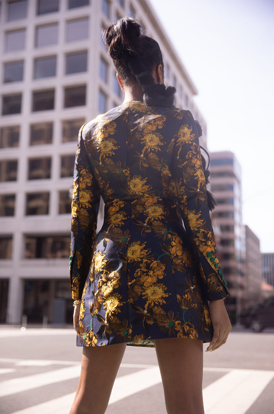 Demi Floral Plunge Neck Blazer Dress