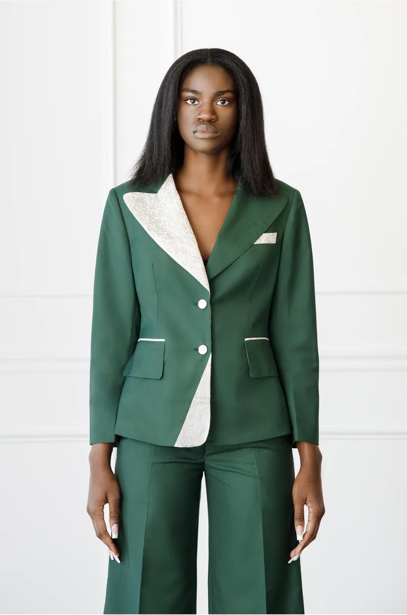 Afeke Lilac Green Single Breasted Decorated Lapel Suit 44