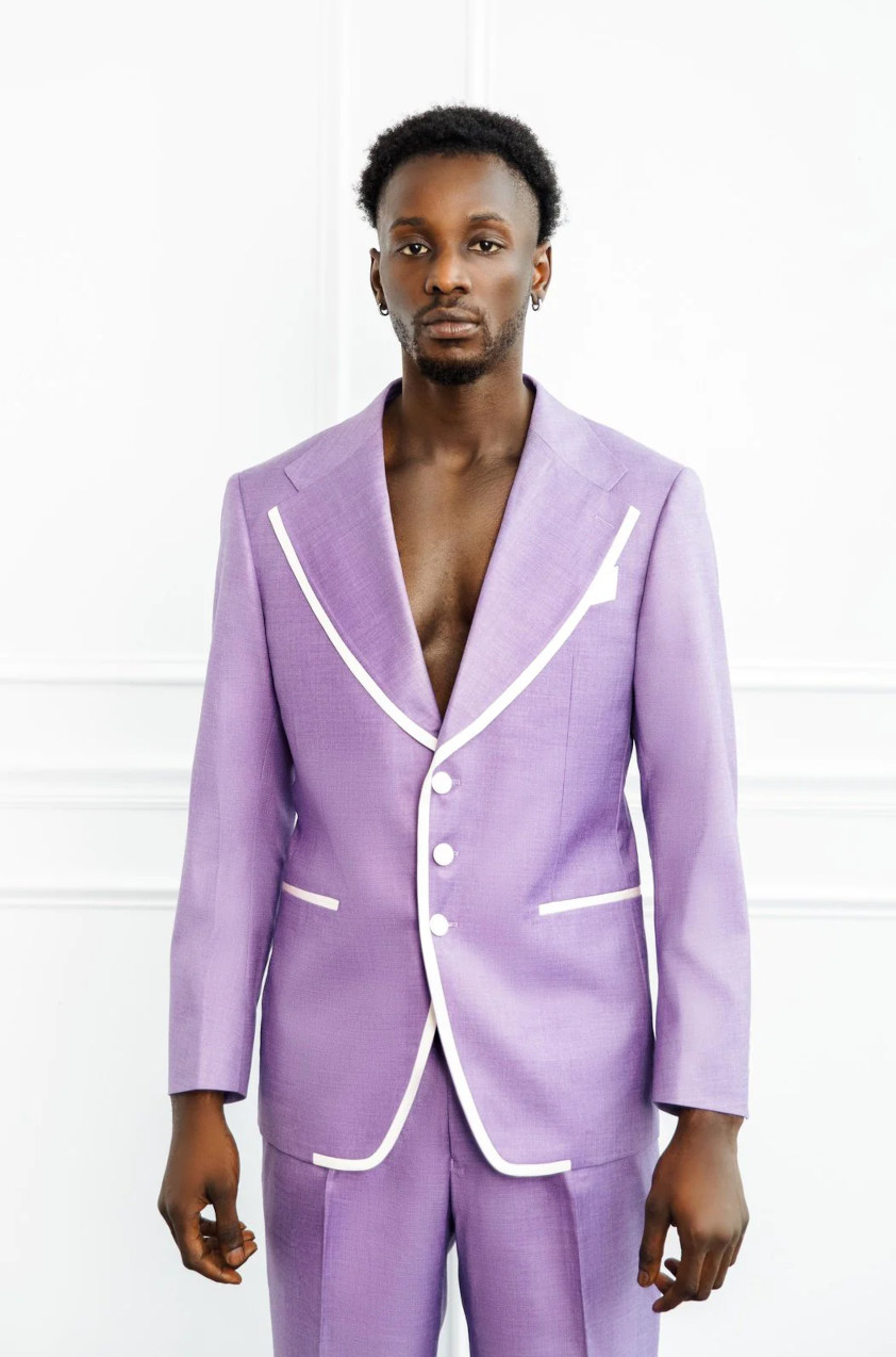 【VINTAGE】 double breasted setup purple &34;Garwood&34; Double Breasted Purple Two Tone Suit