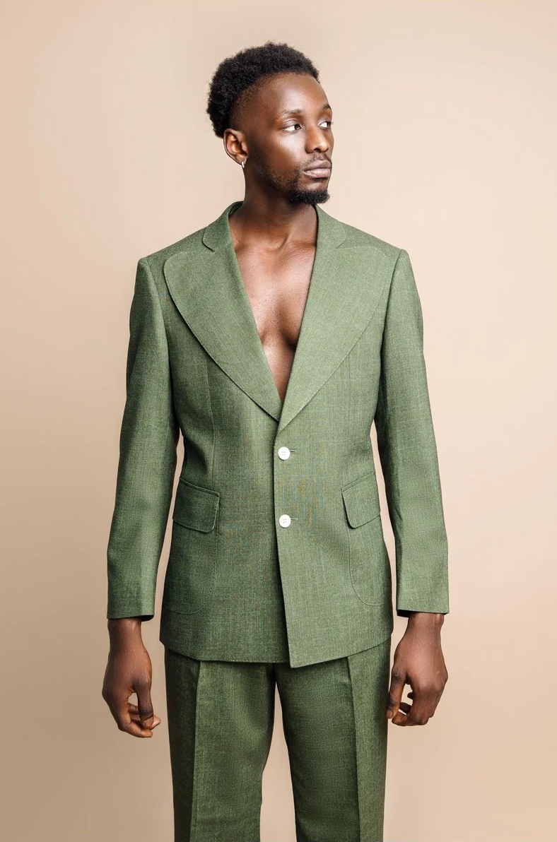 Yram Reseda Green Single Breasted Butterfly Suit 46 Yram Reseda Green Single Breasted Butterfly Suit 46